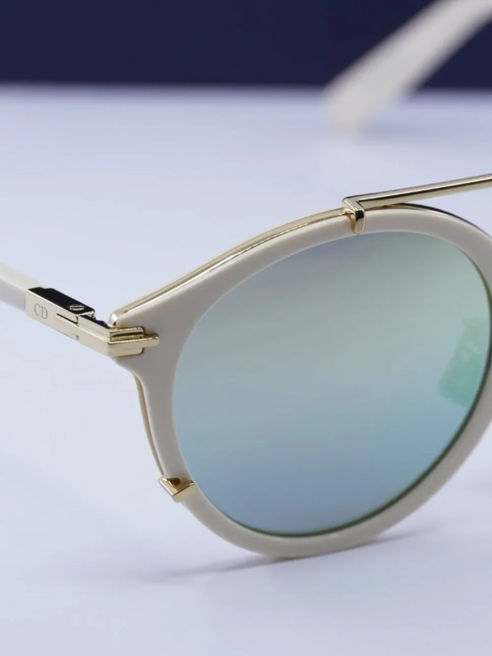 Dior DIORBLACKSUIT R7U 95H6 Round Sunglasses - Ivory / Green Mirror